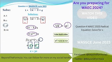 WASSCE 2023 Radical Equation Past Question | Mastering Key Concepts @webmindsacademy24