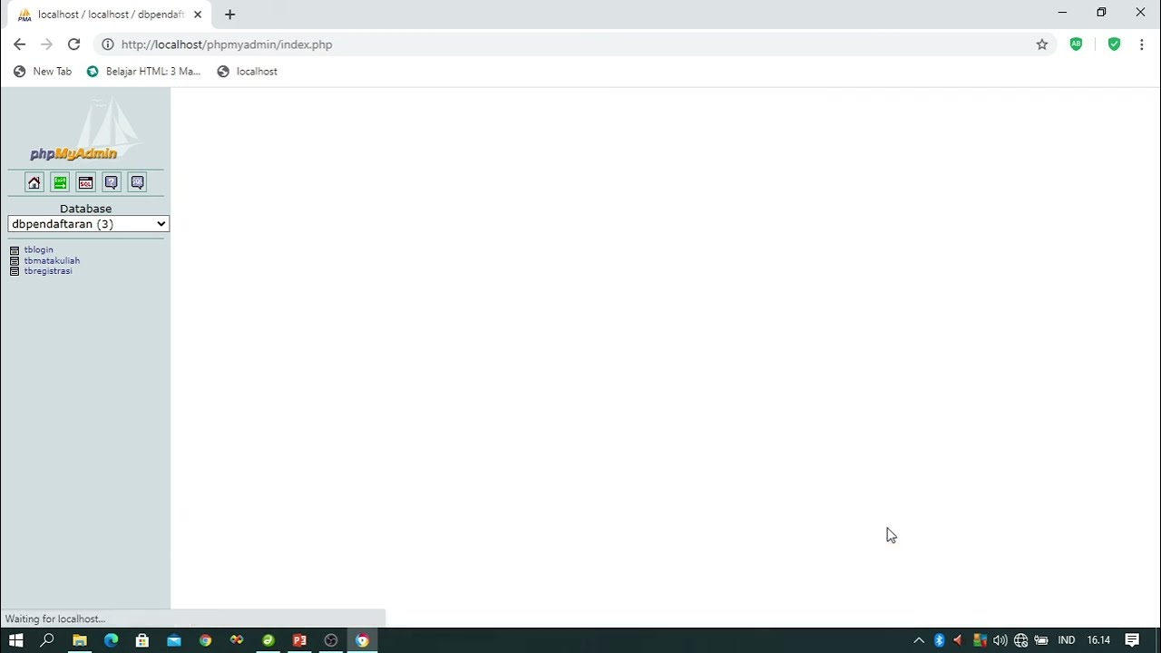 MEMBUAT DATABASE DI PHPMYADMIN 
