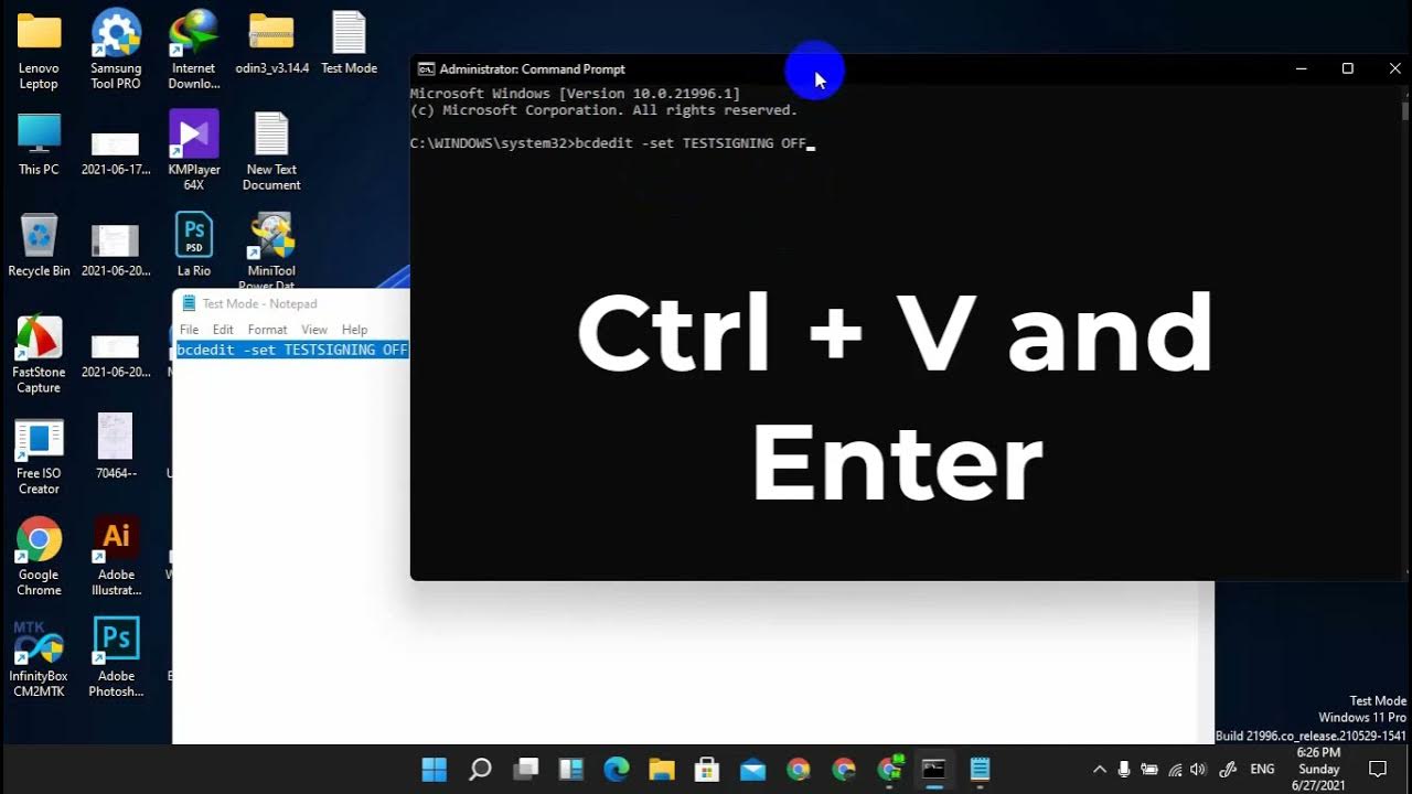 Windows test mode. Windows test mode