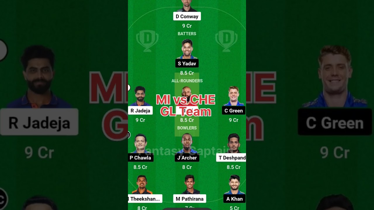 CHE vs MI Dream11 Best Prediction For GL Team IPL Match Today 