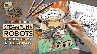 Steampunk Robots Coloring Book