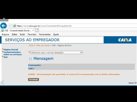 (4008) - Movimentação não permitida. A conta já foi movimentada com os dados informados.