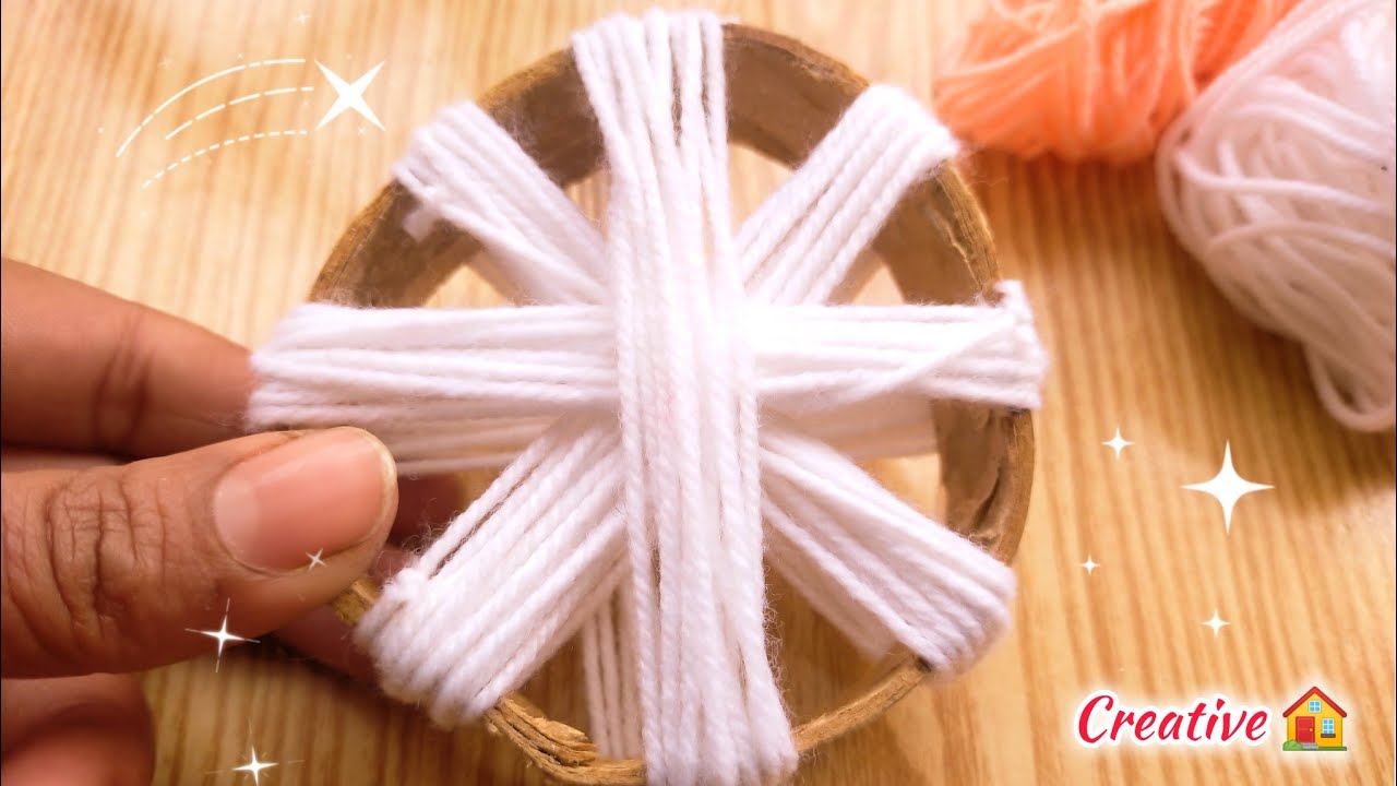 Amazing Woolen Flower Craft Idea Using Empty Tape Roll | Easy Handmade Flower | Woolen Craft at Home