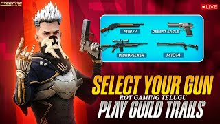 ROY GAMING TELUGU  IS LIVE 1V2 KOTTU 100 PATTU🤑/ RG GUILD TRAILS 😍1V1,1V2,1V3,4V4 #FF #ROY GAMING