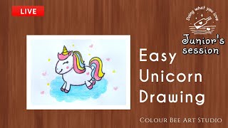 Easy Unicorn Drawing For Kids Colour Bee Art Studio