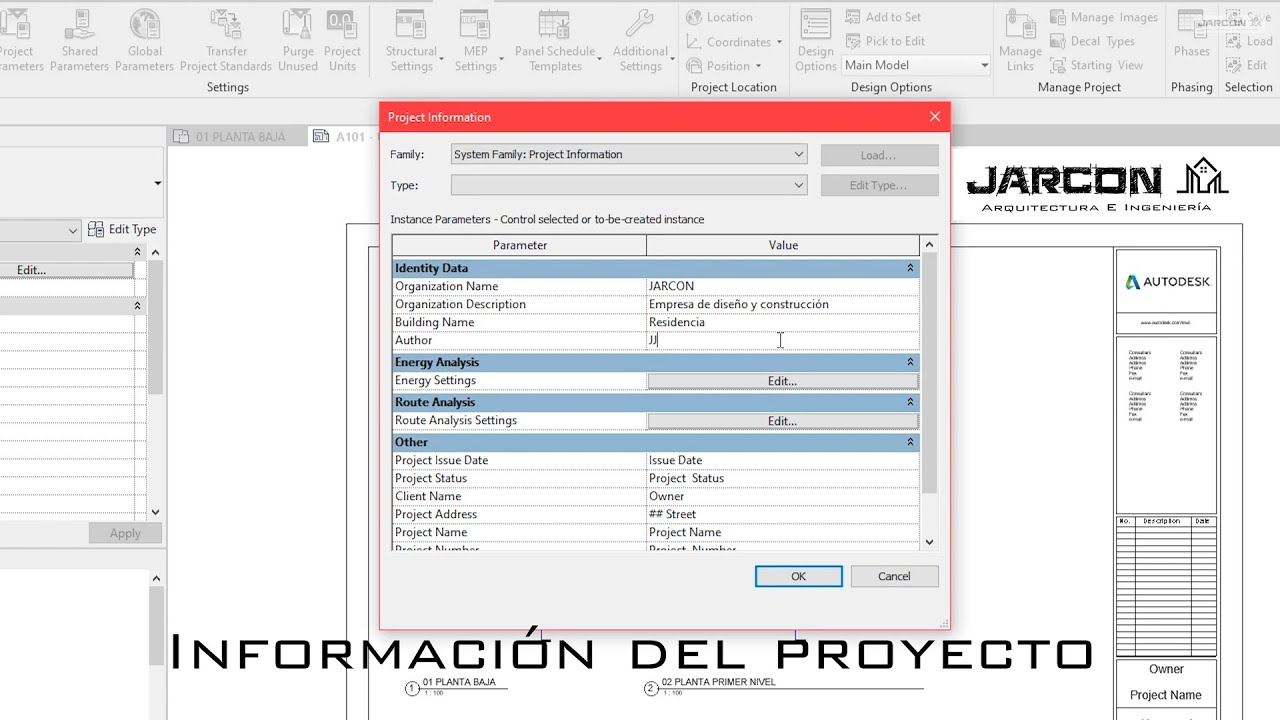 Información de proyecto | Project information - Tutorial Revit 2020 ...