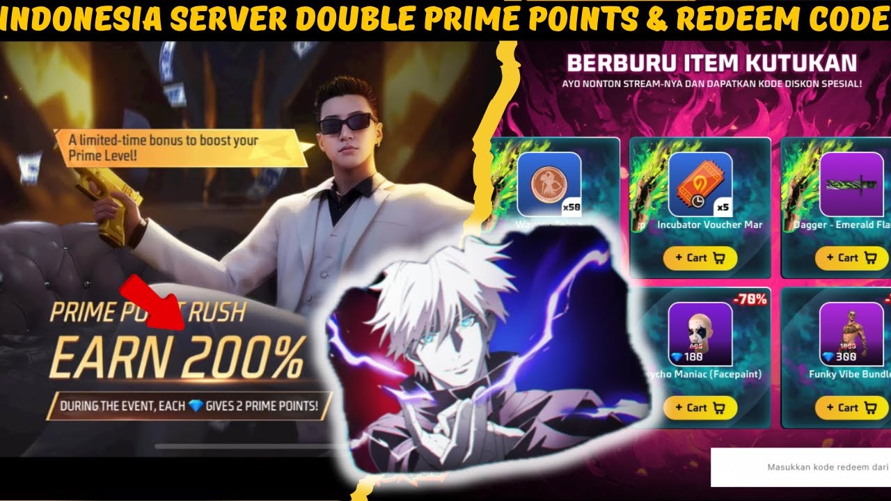 FF Indonesia Server 😱 Double Prime Point Event + NEW Redeem Code! || FF Today’s Event 🎯