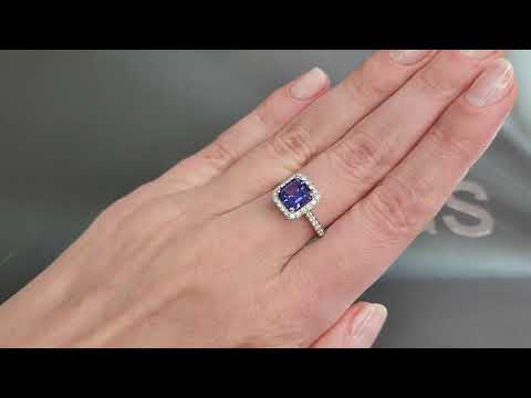 Ring with natural tanzanite 2.24 ct and diamonds in 18K white gold Video  № 2