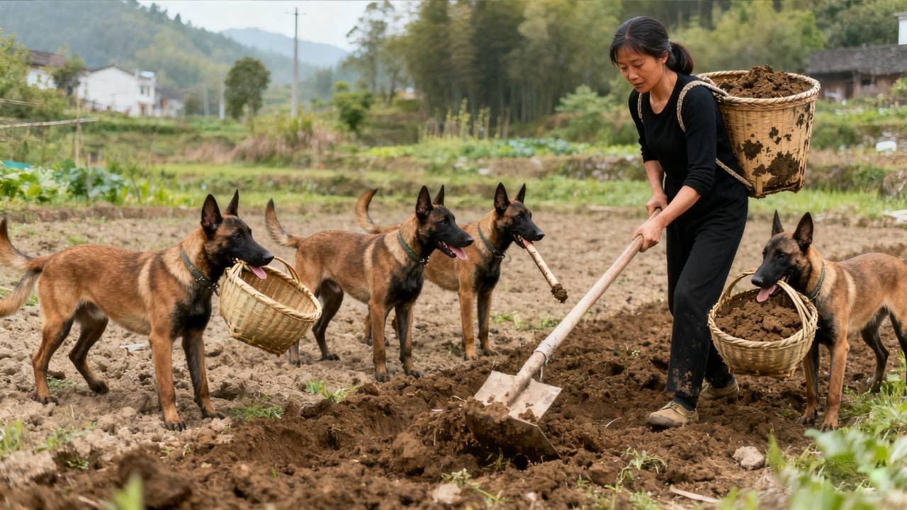 A Chinese girl and her clever dog go out to dig in the dirt to make a living.