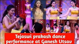 Tejaswi Prakash Dance Performance At Ganesh Utsav Bts, Tejaswi Funny Naagin Dance With Arjun Bijlani