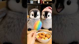 Baby Penguin Eating Marshmallow