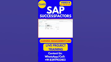 SAP SuccessFactors LMS Training Online Tutorial Class 8 14th OCT 2025 #sapsuccessfactorstraining