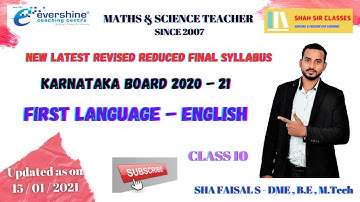 Class 10 First Language English revised reduced syllabus 2020 - 21 | Karnataka State Board | SSLC