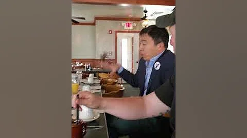 Andrew Yang continues to talk one on one.