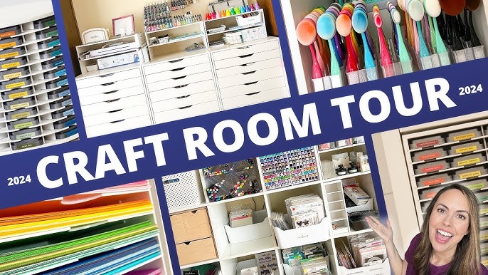 craft room organization; storing rhinestones, pearls, and stickers!   Scrapbook room organization, Scrapbook organization, Craft area organization