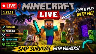 🔴 LIVE Minecraft Survival SMP 1.21.11 | Building, Mining & PvP With Viewers! Hindi