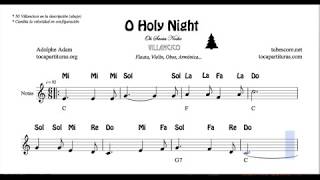 O Holy Night Partitura de Flauta Villancico Noche Santa 