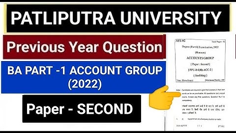 Account Group | Patliputra University BA Honours   Part-1 2022 | Question Paper | Paper-2 Second