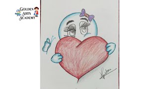 How to Draw Care Emoji Hugging a Heart ️ / Emoji Drawing / How to Draw Emoji With Heart sketch