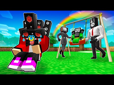 MIKEY'S favorite BABY? TV WOMAN and SPEAKER MAN Family in Minecraft - Maizen