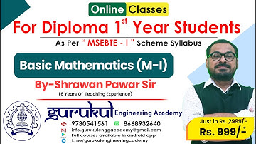 Lecture No 1 Determinants. Basic Mathematics (M-I). Diploma First Year (SEM-I). MSBTE I-Scheme.