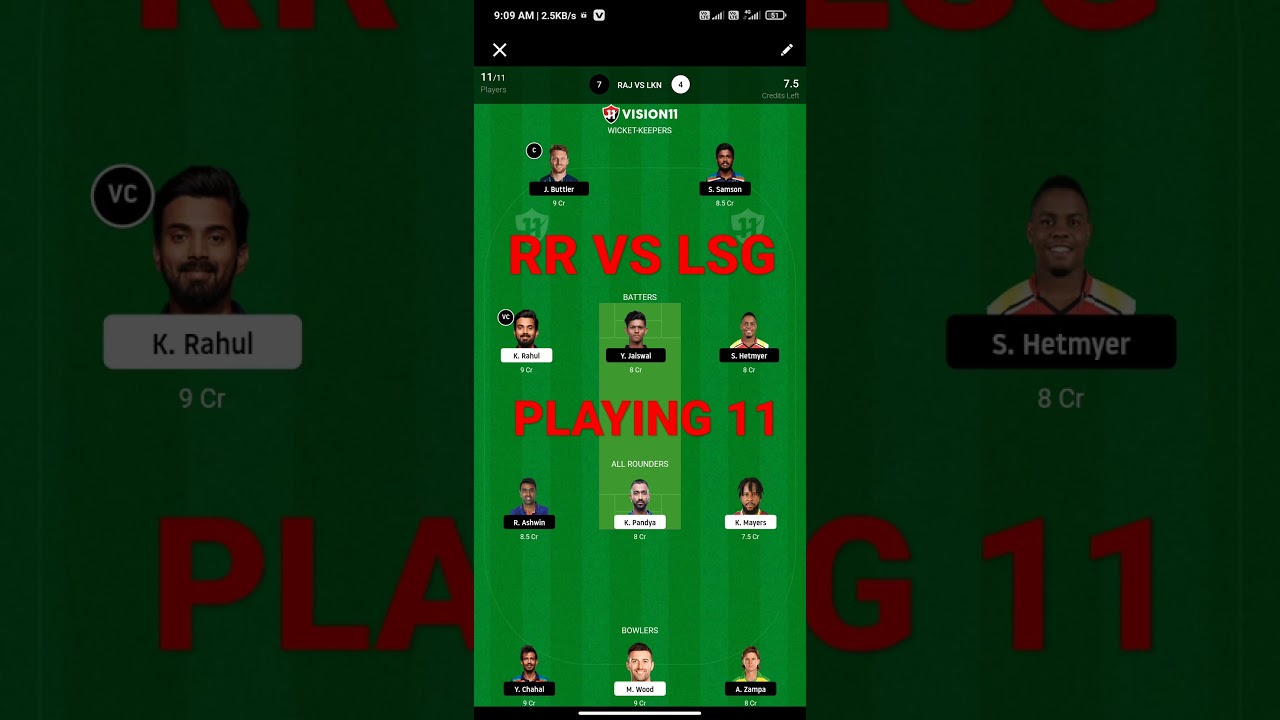 RR VS LSG DREAM 11 | small team RR VS LSG Playing 11| RR VS LSG DREAM 11 PRADICTION