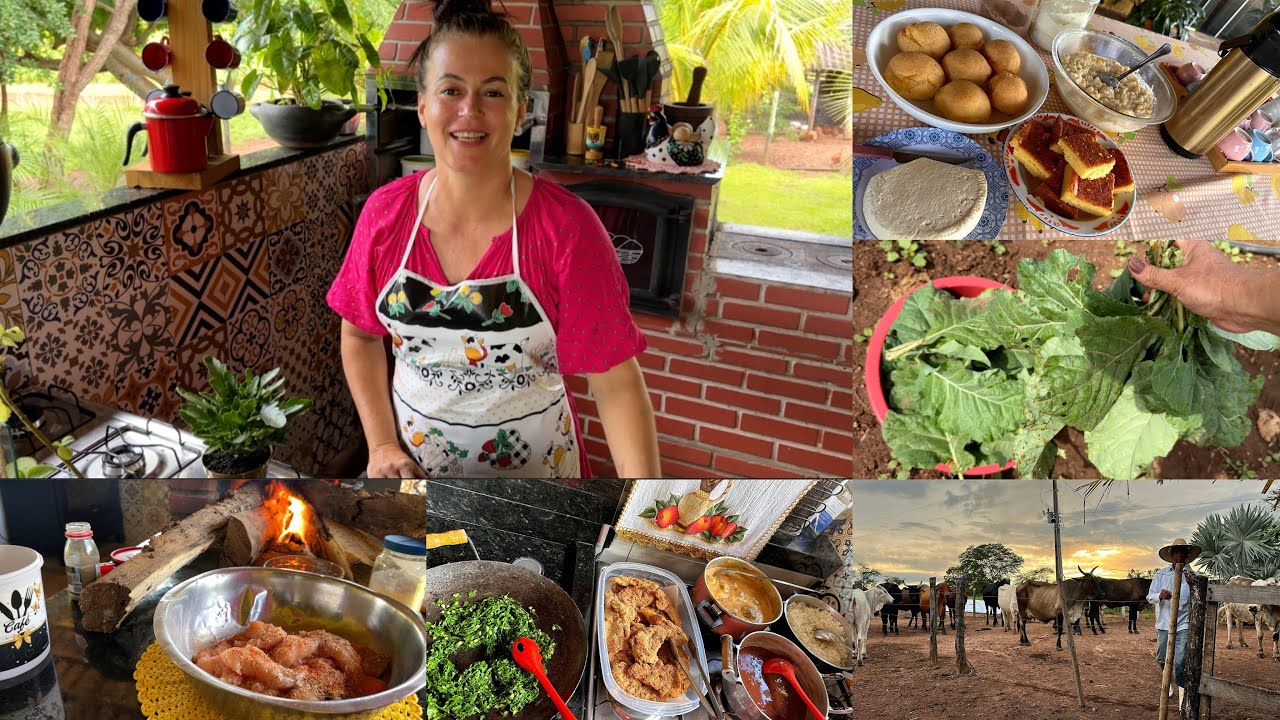 fumaça no chaminé cheiro de café, fogão de lenha aceso, almoço caprichado, família bem alimentado