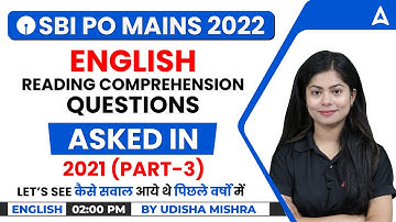 SBI PO Mains 2022 English | Reading Comprehension Questions Asked in 2021| English by Udisha Mishra