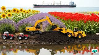 RC JCB Excavator Digging Near River 🚜 Stunning Nature Landscape 🌺