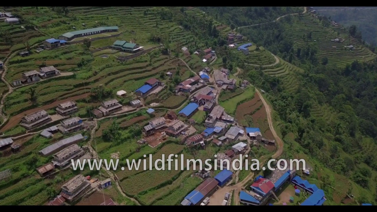 Landruk village in Nepal as seen aerially