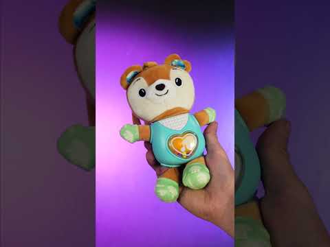 Музыкальная игрушка для детей Мягкая погремушка с подсветкой и звуками животных Слоник Бирюзовый, видео 1