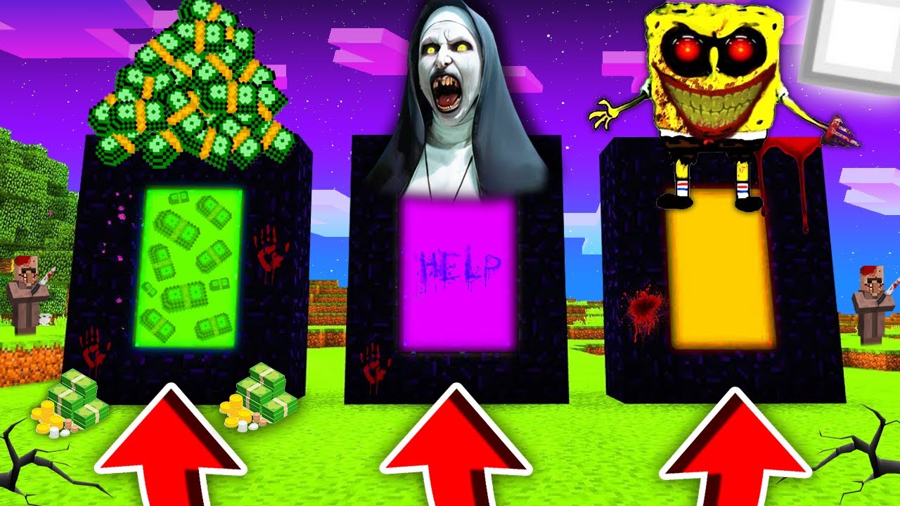 NIE WYBIEŻ ZŁEGO PORTALU STRASZNA ZAKONNICA, SPONGEBOB.EXE, BOGACTWO W MINECRAFT?! GPLAY & LUMI