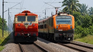 Dangerous 130kmph WAP7 Agartala Rajdhani+PPTA SF+Shramjeevi+Jaipur Suvidha attacks Palghar - IR