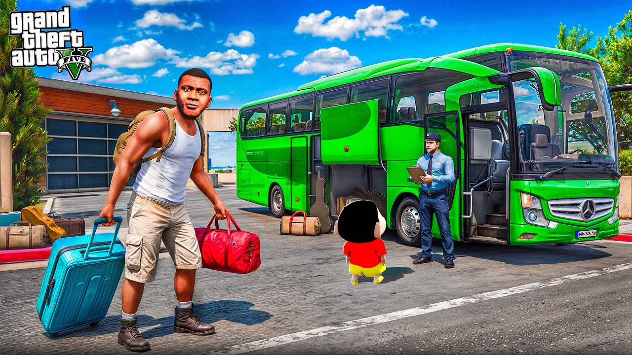 Franklin And Shinchan Luxury Bus Trip In GTA 5 