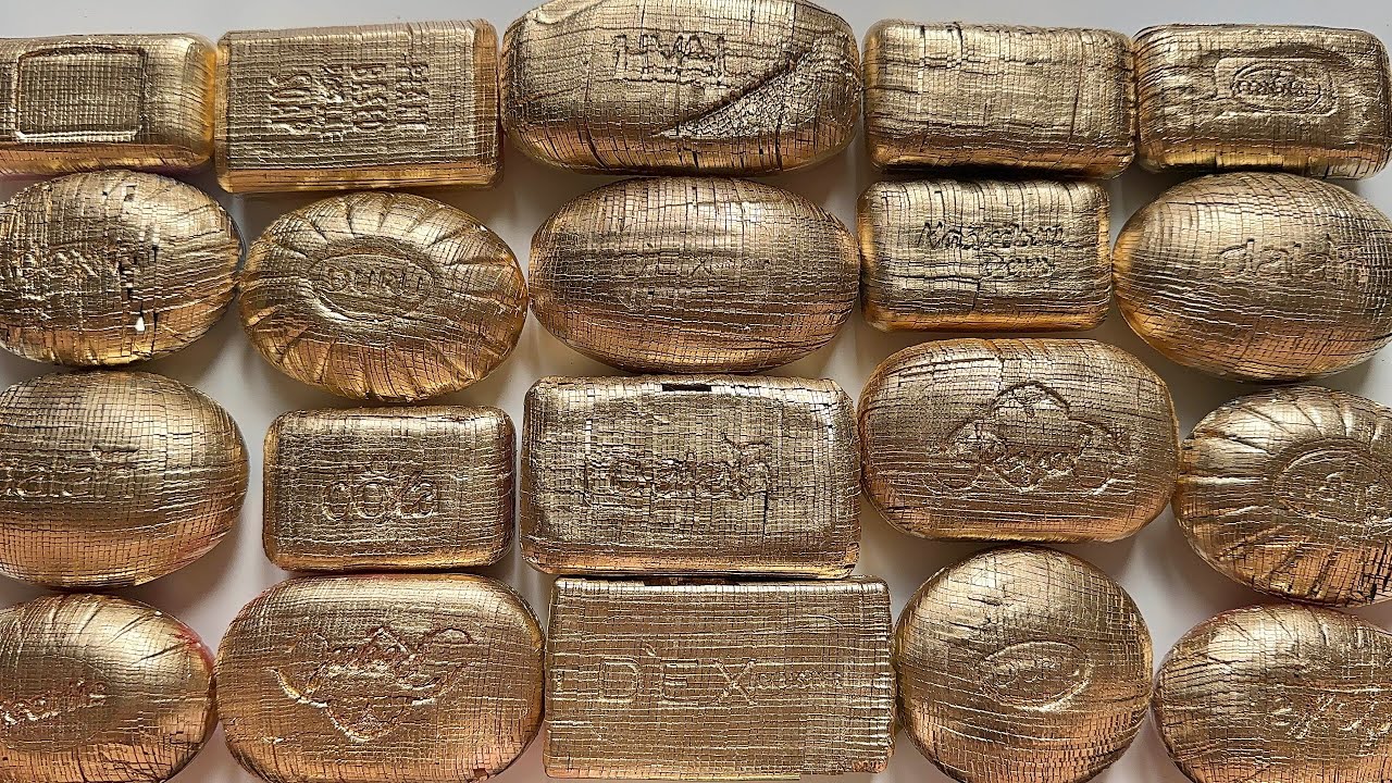 ASMR CUTTING GOLDEN SOAP CUBES