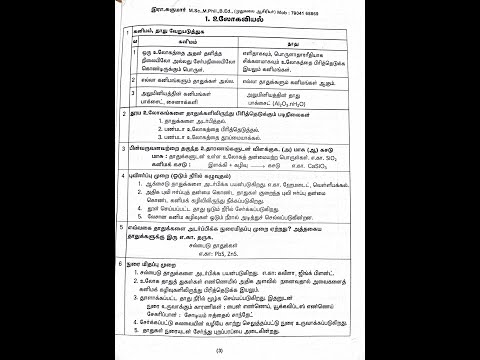 Metallurgy Tamil medium notes