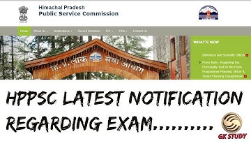 HPPSC Latest Notification Regarding Exam 2019 ! GK STUDY !