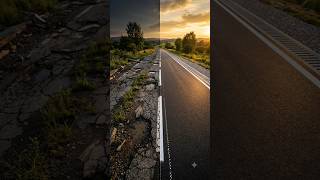 They Rebuilt This Destroyed Road From Scratch 🤯#shorts #Construction #Paving #Restoration #AI