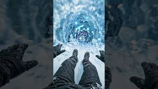 Sliding Through an Icy Tunnel to a Frozen Lake ❄️🌊