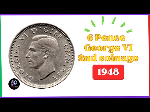6 PENCE 1948,George VI 2nd Coinage (United Kingdom Coin)