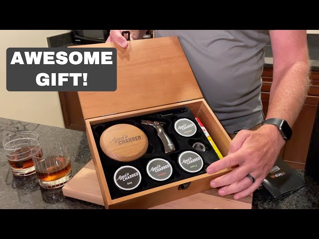 Smoke Lid Premium Kit - Cocktail Smoker Top In Wooden Box - Aged