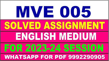 mve 005 solved assignment 2023-24 | mve 5 solved assignment in english 2024 | mve 5 2024