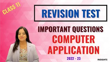 11th Std Computer Application- Important Questions for First Revision - Public exam 2023