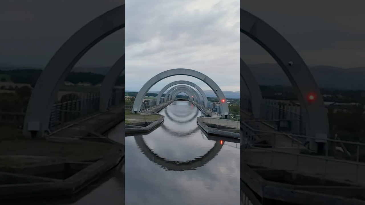 The famous Falkirk Wheel which links the canals at Tamfourhill in Falkirk, Scotland 