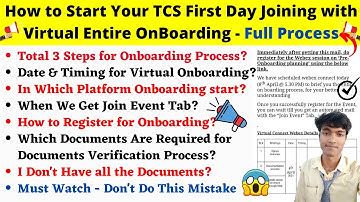 🛑How to Start Your TCS First Day Joining with Virtual Entire Pre OnBoarding - Full Process Details