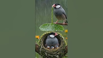 Cute little bird in the wind and rain | Java sparrow #shorts #lovebirdsprotectbirds #winterbirds