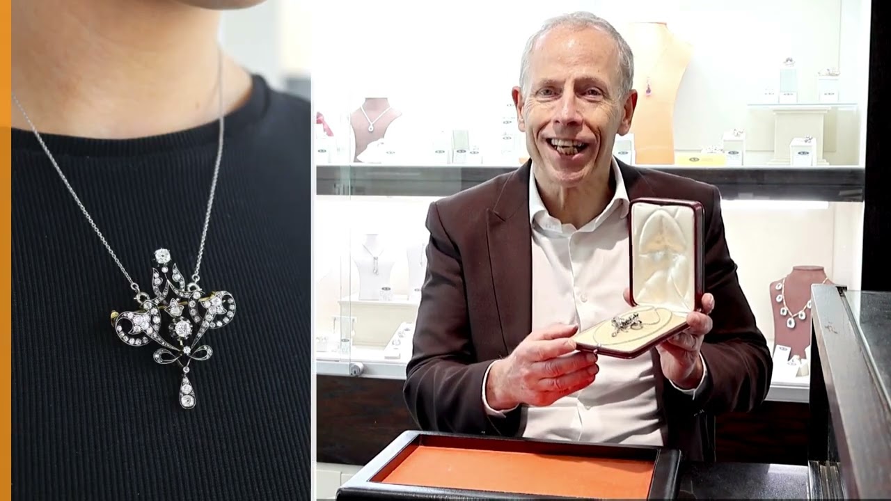 4.27ct Diamond and 15ct Yellow Gold Pendant /Brooch - Antique Circa 1910