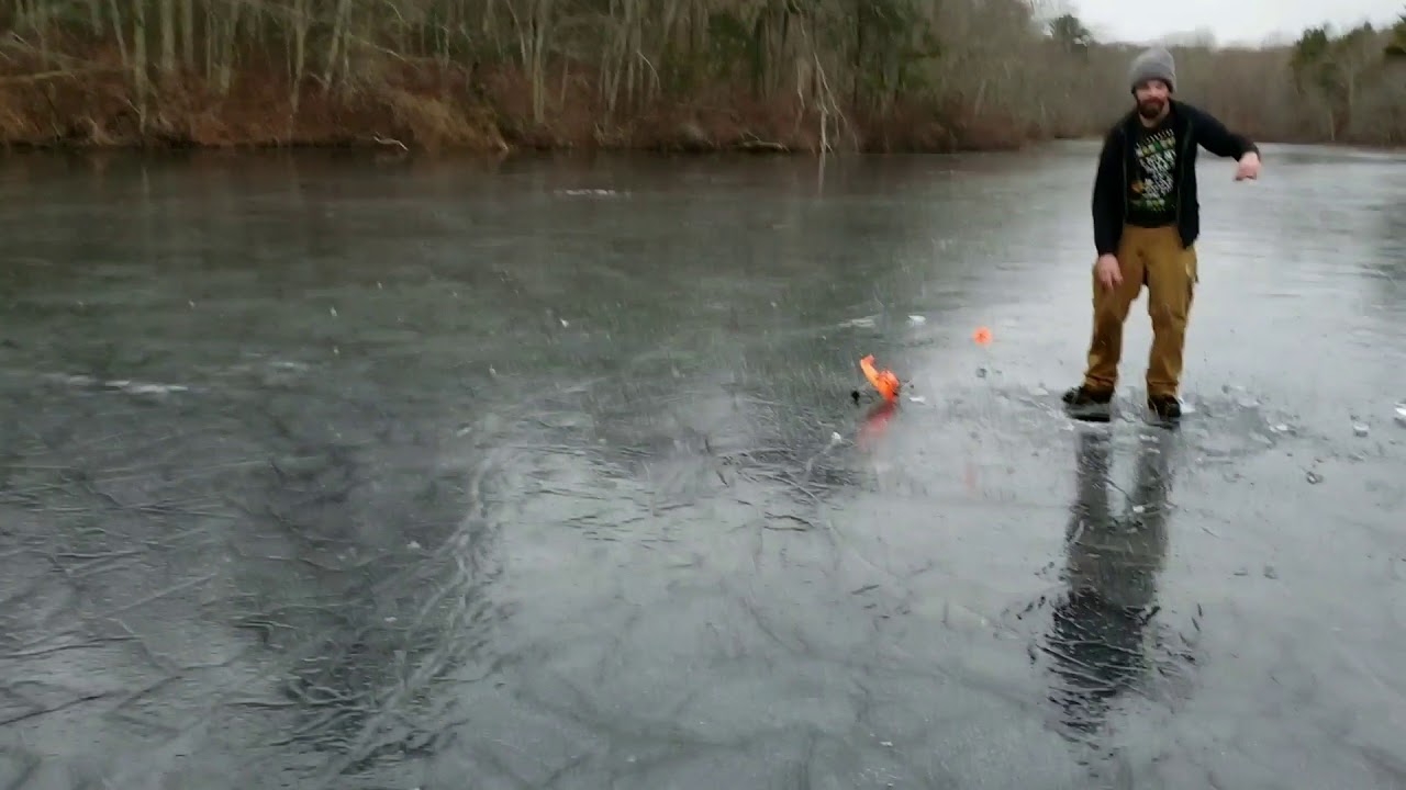 Ice fishing on little pond 