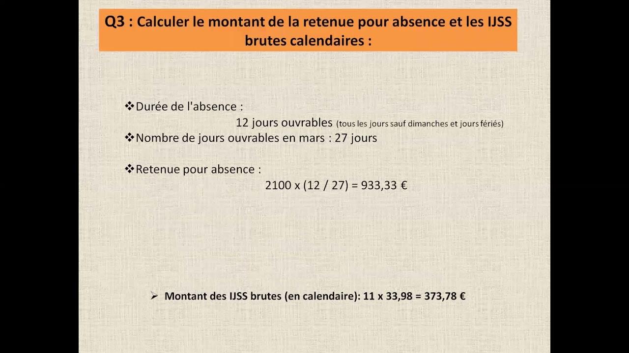 BUT GEA1 Ressources Humaines Arrêt Maladie calcul des indemnités