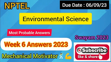 Environmental Science | Week 6 Quiz | Assignment 6 Solution | NPTEL | SWAYAM 2023